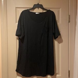 Ekouaer Black Short Sleeve Scoop-Neck Sleep Shirt, Chest Pocket, NWT, Size Large